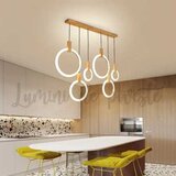 Candelabru Led 160W Wood Circle, LED inclus, 6 surse de iluminare, Lumina: Cald, Natural, Rece, Echi